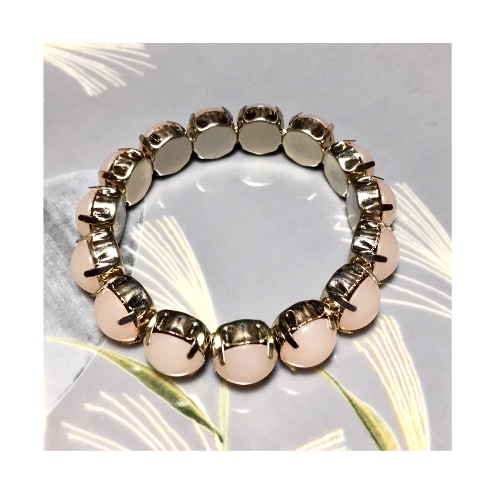 Vintage Prong Set Glass Bead Stretch Bracelet - Picture 2 of 5